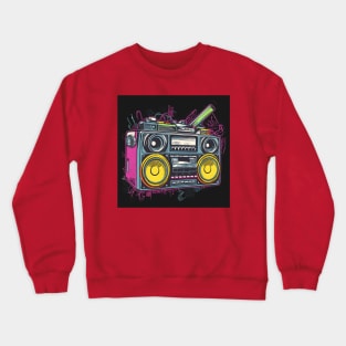 Ghetto Blaster Boom Box 80s Hip-Hop Stereo Crewneck Sweatshirt